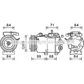 Компрессор кондиционера AVA QUALITY COOLING 4045385196418 2023194 HYK365 6 W47N