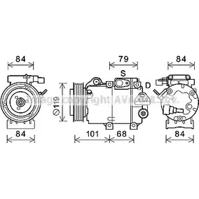 Компрессор кондиционера AVA QUALITY COOLING 4045385196883 2023195 HYK374 9JEN TJ5