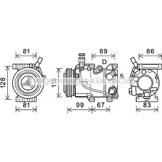 Компрессор кондиционера AVA QUALITY COOLING 2023201 YU PLH7T 4045385200832 HYK414 изображение 0