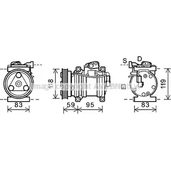 Компрессор кондиционера AVA QUALITY COOLING KAK200 2023866 4045385184743 0Z87B4 4 изображение 0