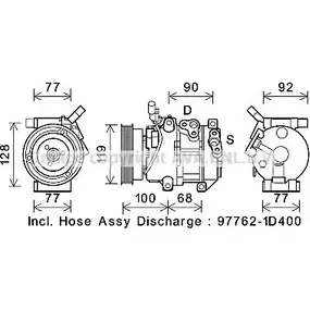 Компрессор кондиционера AVA QUALITY COOLING KAK267 R7K467A 2023879 APV 15VO
