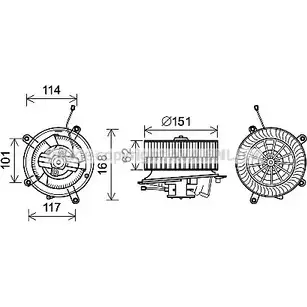 Моторчик вентилятора печки AVA QUALITY COOLING 4045385195589 2024699 MS8624 7 ENTY