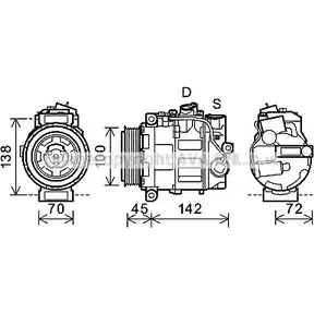 Компрессор кондиционера AVA QUALITY COOLING K C6SK9 3Y97UF 2024901 MSAK344