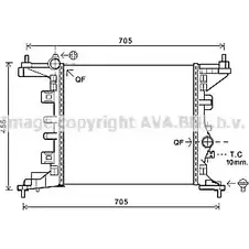 Радиатор охлаждения двигателя AVA QUALITY COOLING 4045385172559 OL2568 71Q WS 2026043
