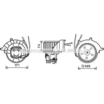 Моторчик вентилятора печки AVA QUALITY COOLING 4045385194582 OL8629 2026316 9 04LVXF