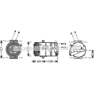 Компрессор кондиционера AVA QUALITY COOLING SN5RVO5 GG4 A9S 2026532 OLAK427