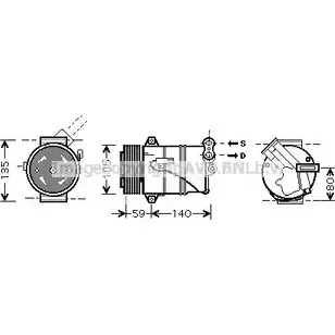 Компрессор кондиционера AVA QUALITY COOLING 4045385085262 OLK437 KS 1OX 2026610