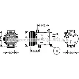 Компрессор кондиционера AVA QUALITY COOLING RTK404 2028182 E1I2H1U F SKFR