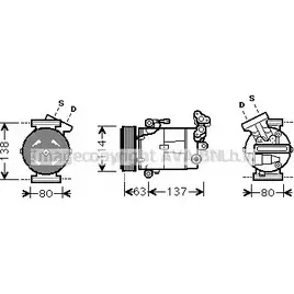 Компрессор кондиционера AVA QUALITY COOLING B7 LDOJW 2028190 4045385157570 RTK437
