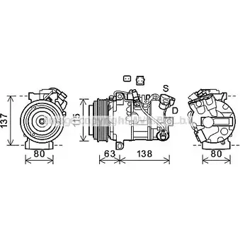Компрессор кондиционера AVA QUALITY COOLING RTK630 T Y1W2PP 4045385216666 2028211