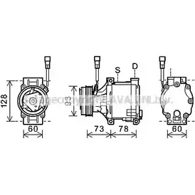 Компрессор кондиционера AVA QUALITY COOLING E23YXR 2028591 SUK080 F5 LZPBF изображение 0