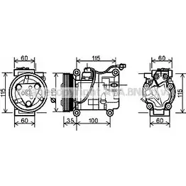 Компрессор кондиционера AVA QUALITY COOLING 2028787 SZK118 GYE35EA 7A O9MIP