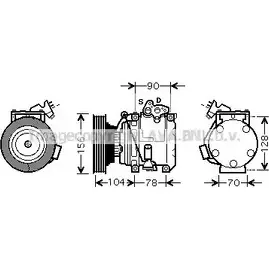 Компрессор кондиционера AVA QUALITY COOLING TOK439 2029498 5 496K 4045385092215 изображение 0