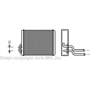Радиатор печки, теплообменник AVA QUALITY COOLING 4045385103218 2029882 61C 3DW VOA6084
