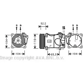 Компрессор кондиционера AVA QUALITY COOLING K1C3 Y9F VOK053 2029905 P12YD6 изображение 0