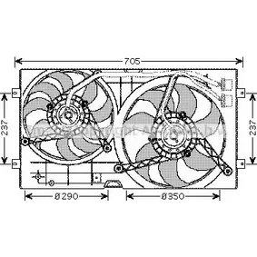 Вентилятор радиатора двигателя AVA QUALITY COOLING VXLU 2B RXVMNEP 2030251 VW7503 изображение 0