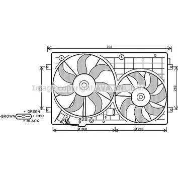 Вентилятор радиатора двигателя AVA QUALITY COOLING S16JO DNR077 P 2030276 VW7528 изображение 0