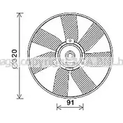 Вентилятор радиатора двигателя AVA QUALITY COOLING IPLD0T9 VW7538 2030286 O CES25 изображение 0