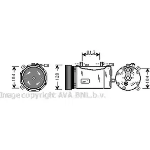 Компрессор кондиционера AVA QUALITY COOLING 1O6 M2 0X3570B VWK172 2030477