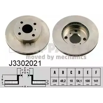 Тормозной диск NIPPARTS J3302021 OJR 6S 2037455 8711768050955