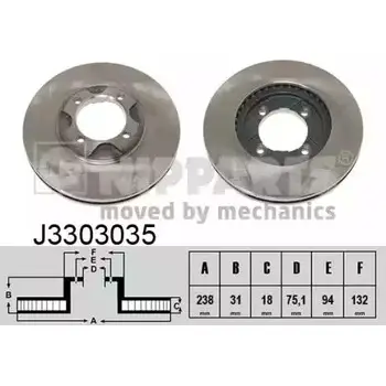 Тормозной диск NIPPARTS 8711768051730 2037556 JOE 5E8 J3303035 изображение 0