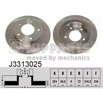Тормозной диск NIPPARTS J3313025 VQ P8Y9 2037811 8711768053611