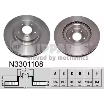 Тормозной диск NIPPARTS ZG6A O 8711768524890 2046455 N3301108