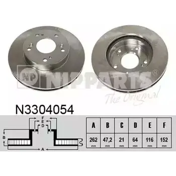 Тормозной диск NIPPARTS N3304054 8711768521066 2046532 5DR VH