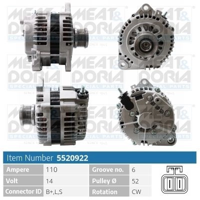 Генератор MEAT & DORIA 1440467950 5520922 BX F9G изображение 0