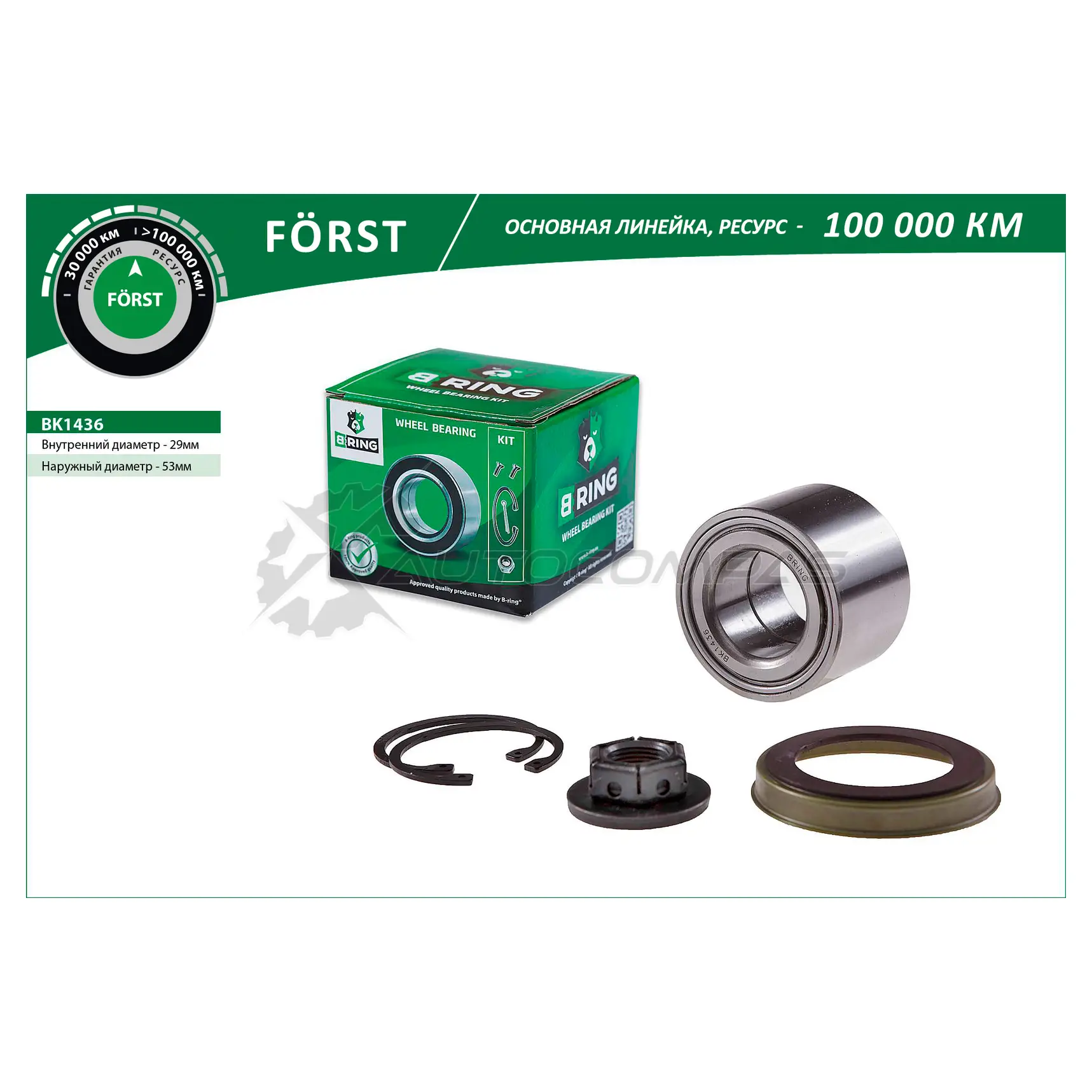Подшипник ступицы FORD Focus (98-) (задний комплект) (29x53x37) B-RING 1441289946 BK1436 E9QWY M изображение 0