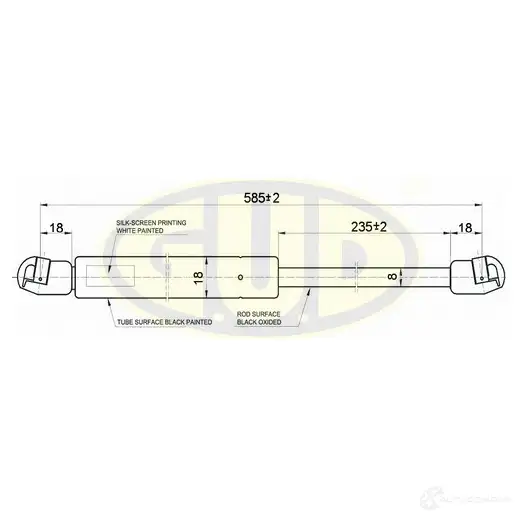 Амортизатор багажника G.U.D. 1422944123 GGS020544 IE9N OB изображение 0