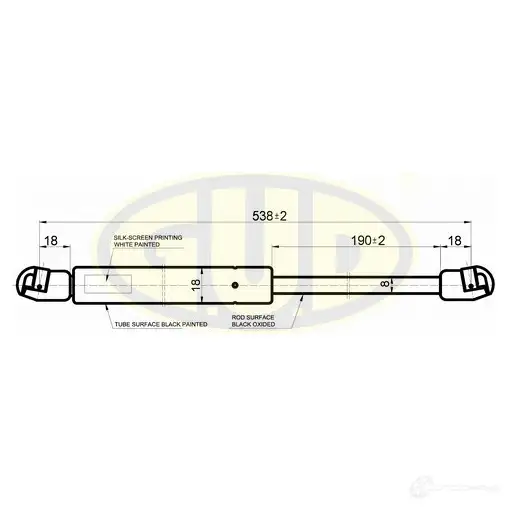 Амортизатор капота G.U.D. 318S D 1422944138 GGS010201