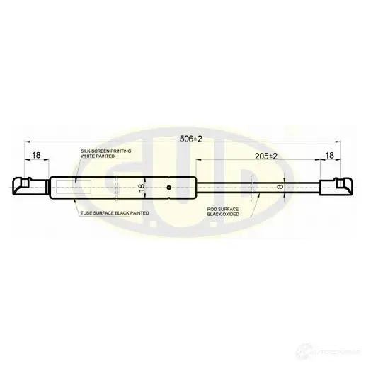 Амортизатор капота G.U.D. GGS010138 1422943688 AE2F UH изображение 0