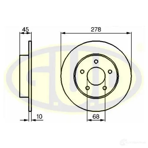 Тормозной диск G.U.D. FL 16S GDB110285 4274214 изображение 0