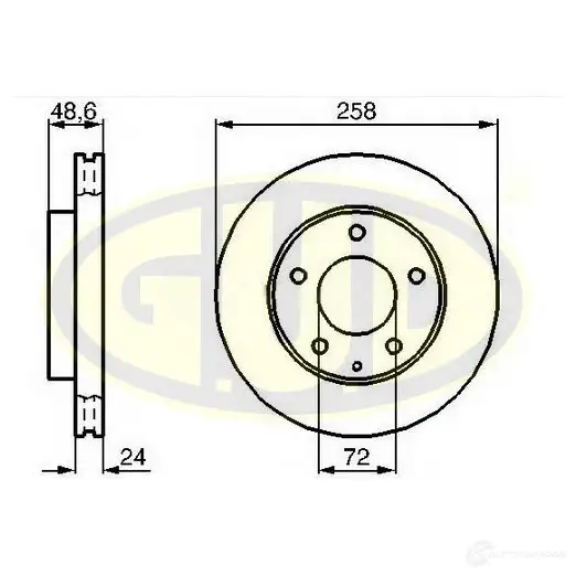 Тормозной диск G.U.D. 0LW G09Q GDB124129 4274302 изображение 0
