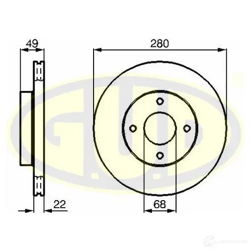 Тормозной диск G.U.D. 4274286 Q8K3 IH0 GDB122179 изображение 0