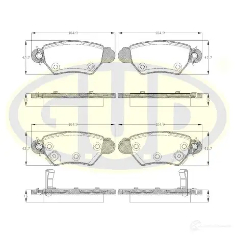 Тормозные колодки дисковые G.U.D. 1S1W T1 GBP068502 4272819 изображение 0