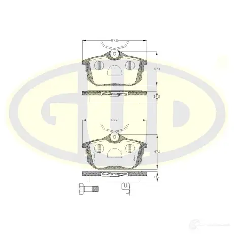 Тормозные колодки дисковые G.U.D. W OOS3SS 1422944868 GBP060512