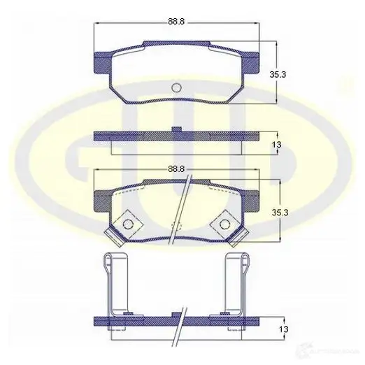 Тормозные колодки дисковые G.U.D. 8WP ZL2 GBP023302 1422944338 изображение 0