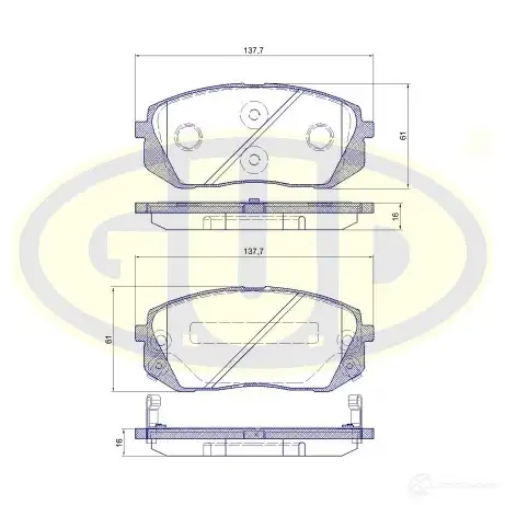 Тормозные колодки дисковые G.U.D. CL 4IOH4 1422944453 GBP130202 изображение 0