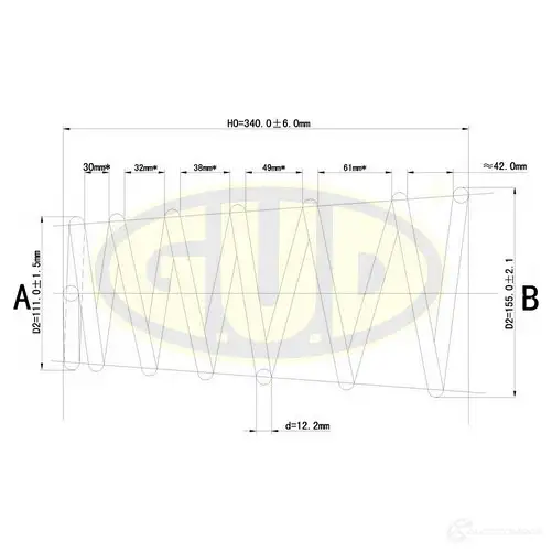 Пружина подвески G.U.D. D23 0P3 GCS237214 4273831