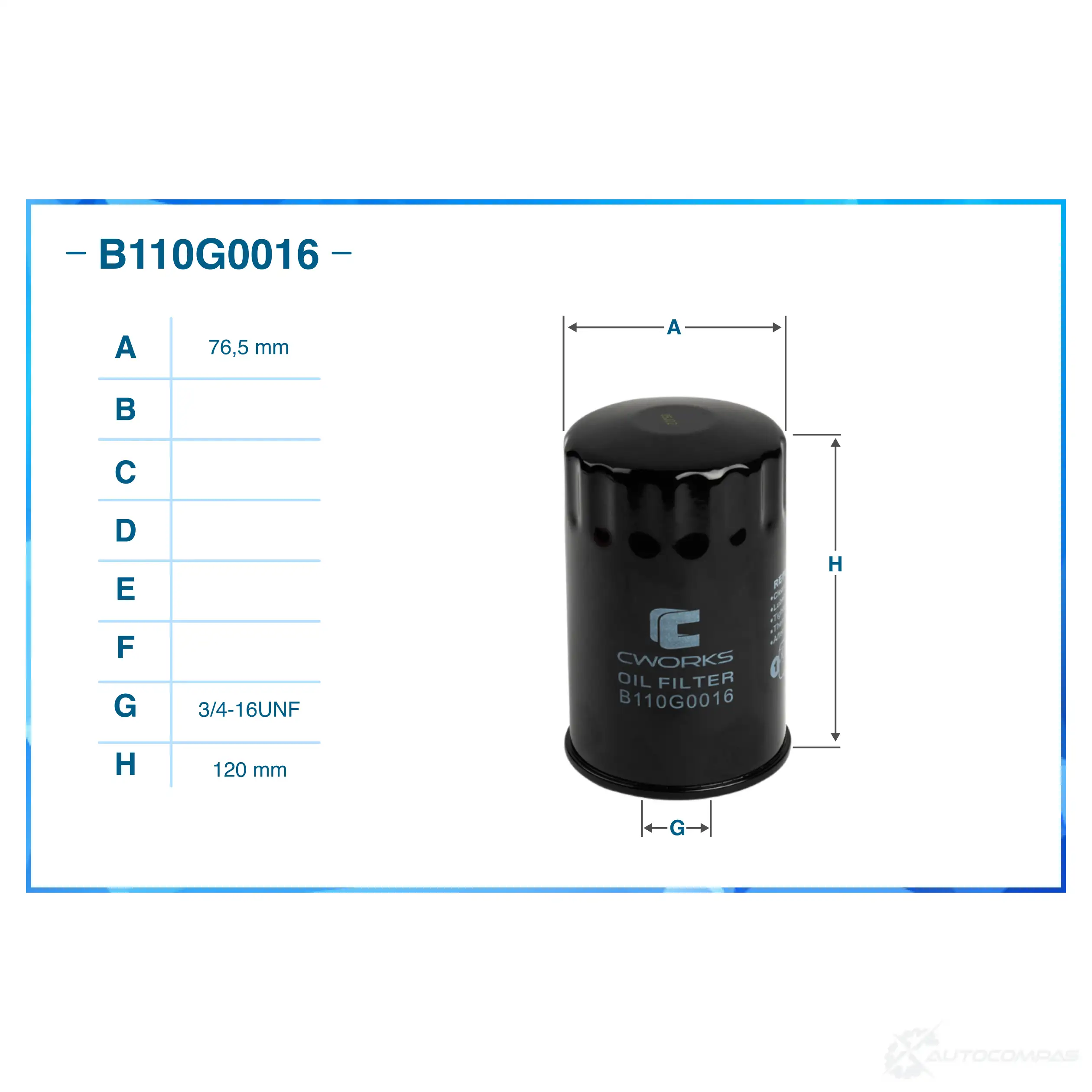 Масляный фильтр CWORKS 1439699840 ID7E W B110G0016 изображение 1