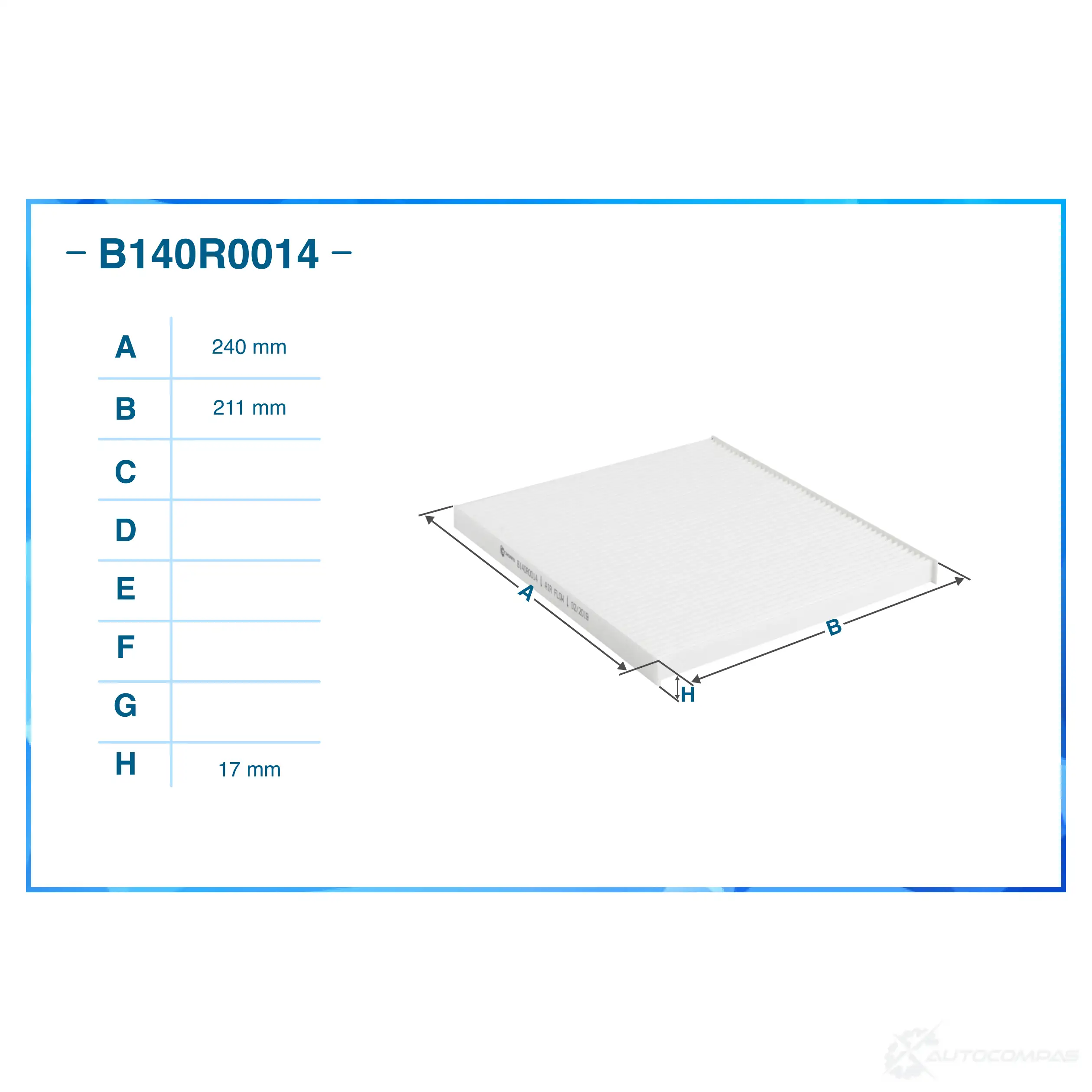 Салонный фильтр CWORKS 1439701221 B140R0014 N1FAU E изображение 1