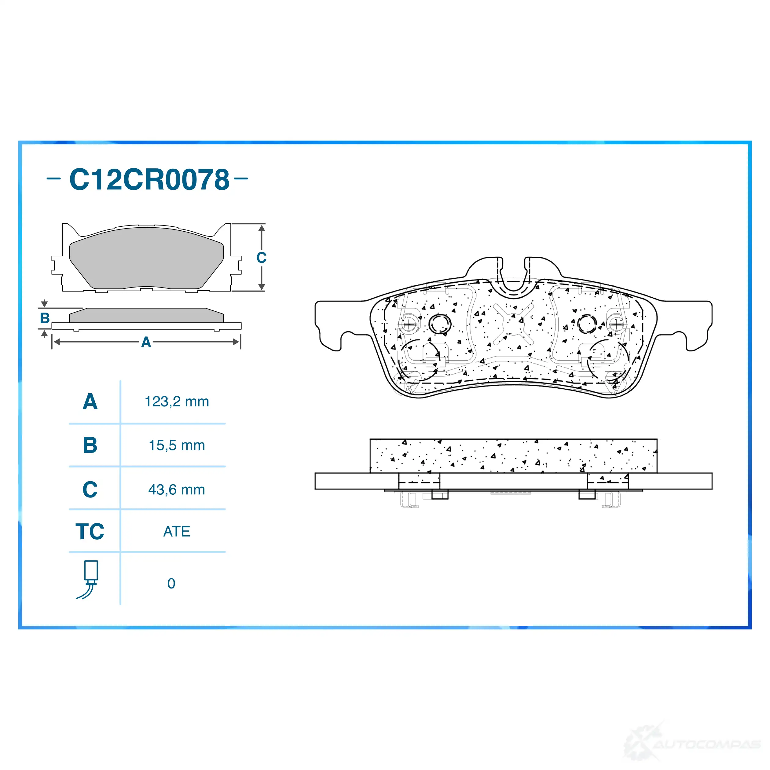 Тормозные колодки дисковые, комплект CWORKS 1439702562 C12CR0078 994 FP изображение 1