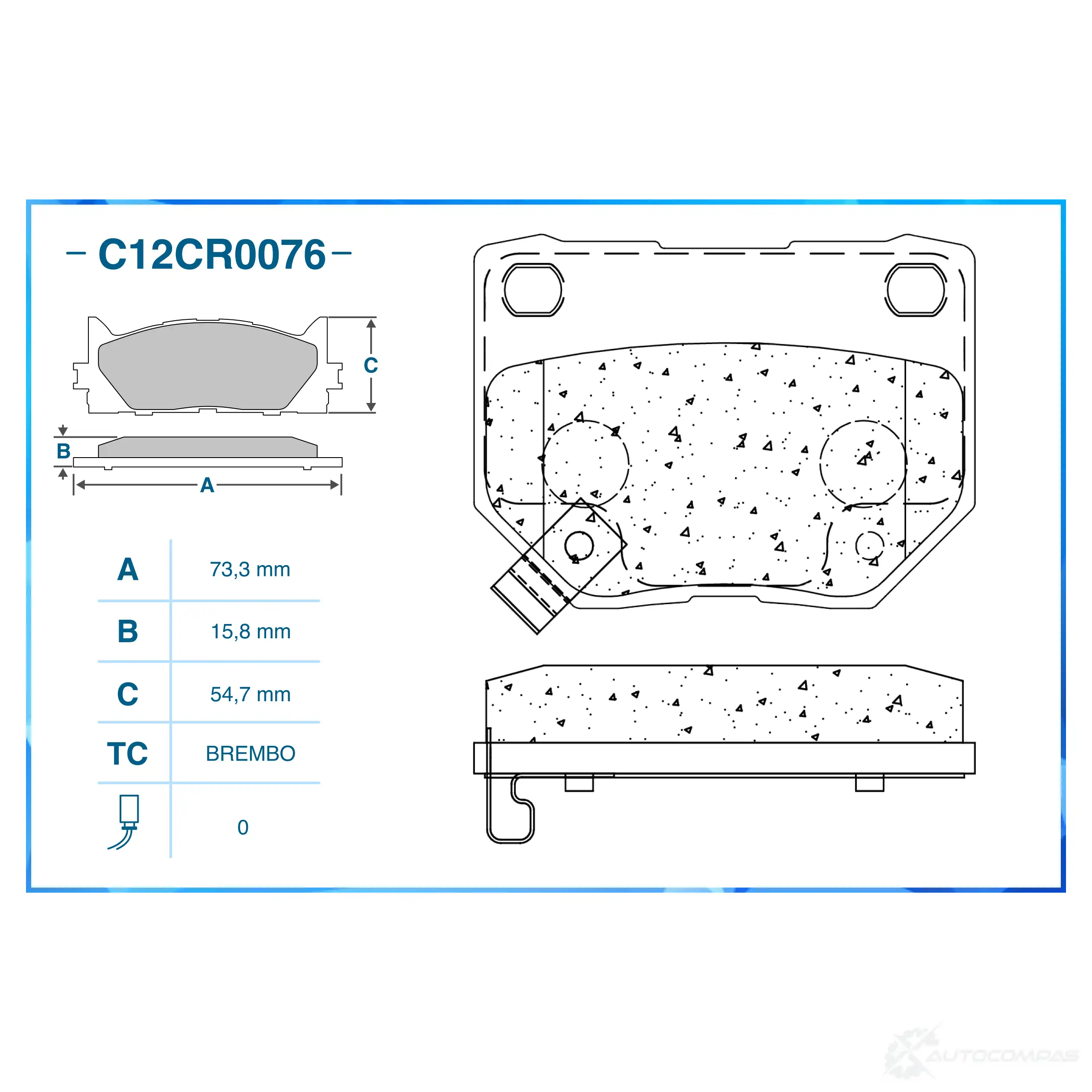 Тормозные колодки дисковые, комплект CWORKS Y0Y5 HCG 1439702565 C12CR0076 изображение 1