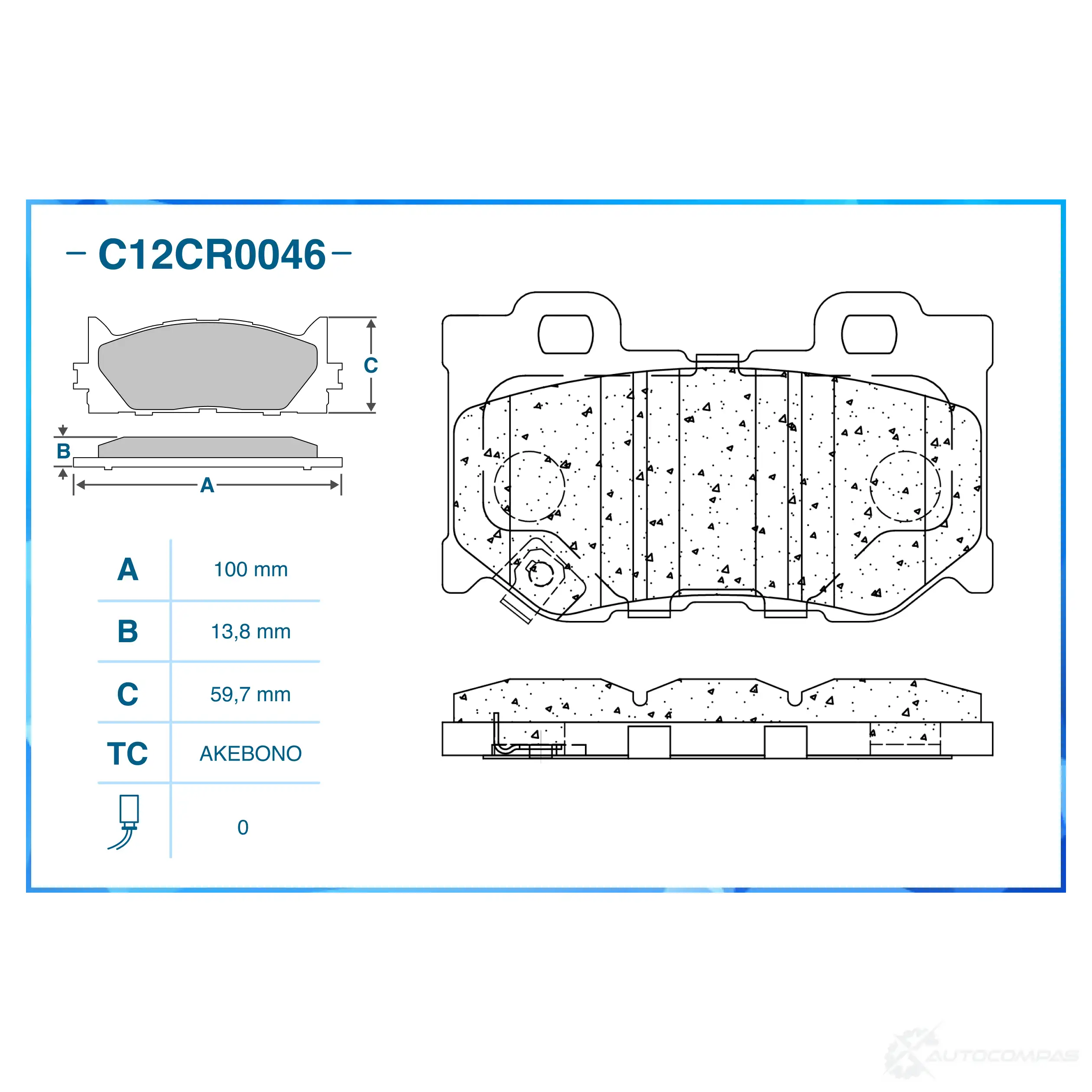 Тормозные колодки дисковые, комплект CWORKS C12CR0046 1439702593 JD MV23 изображение 1