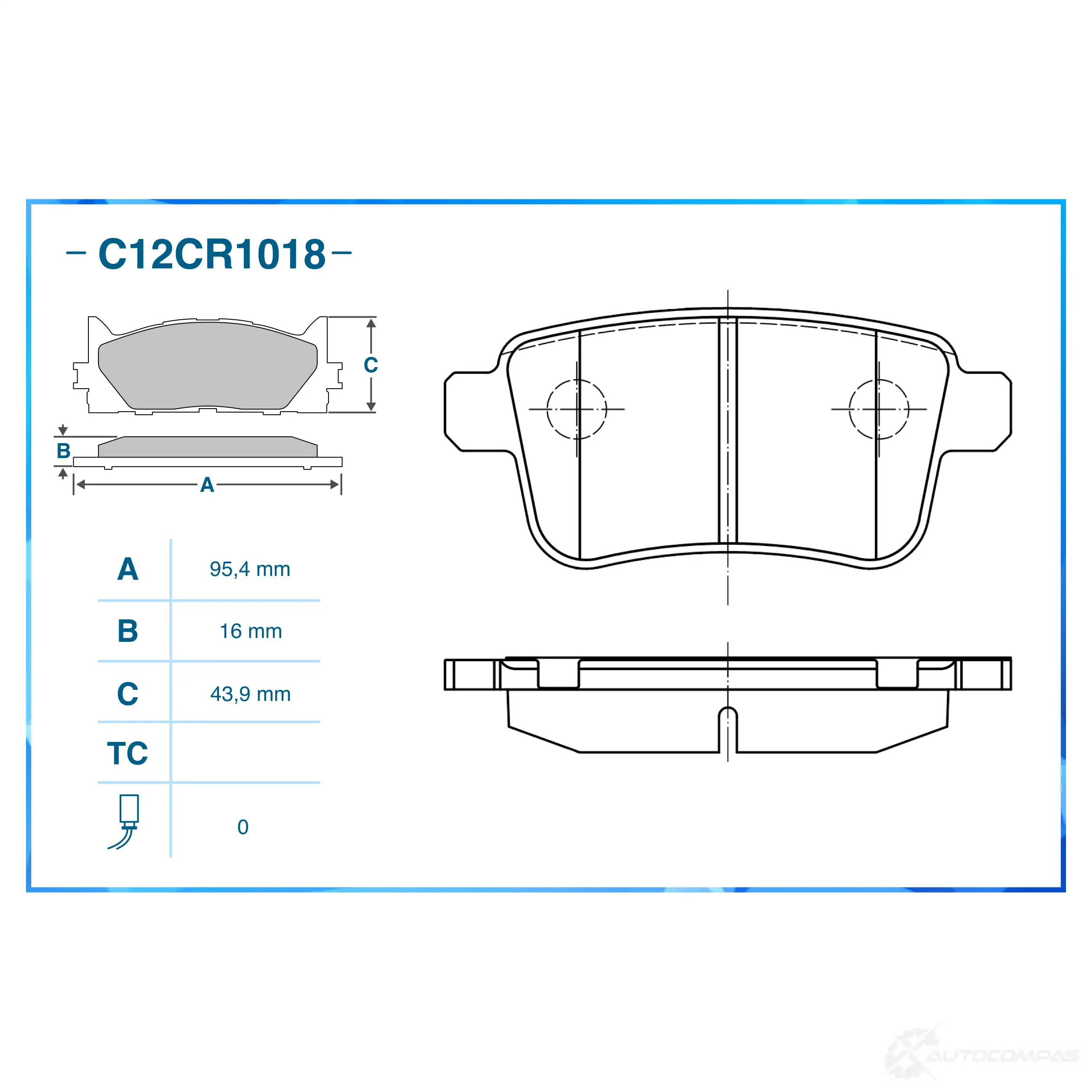 Тормозные колодки дисковые, комплект CWORKS UEDFQ K 1439702647 C12CR1018 изображение 1