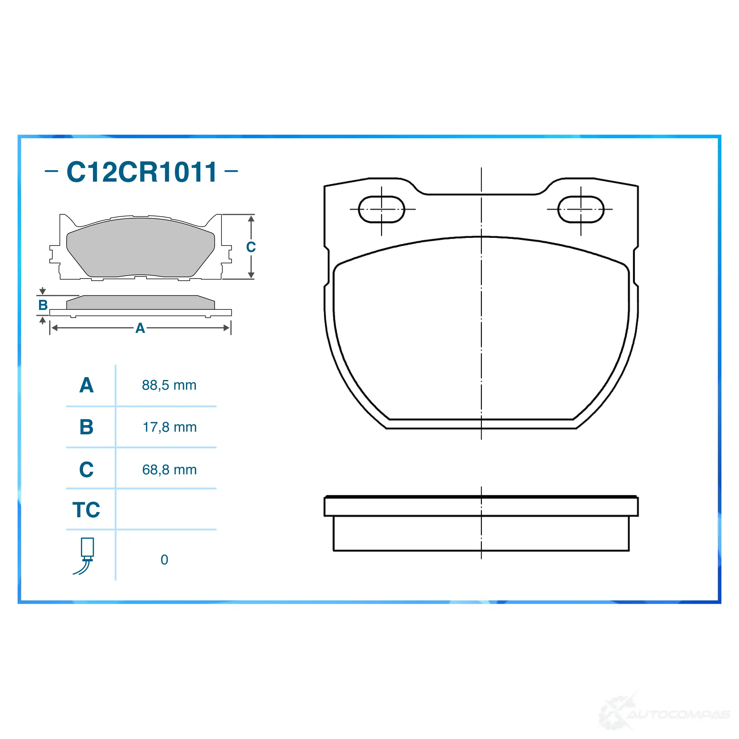 Тормозные колодки дисковые, комплект CWORKS C12CR1011 0GA5 VL 1439702654