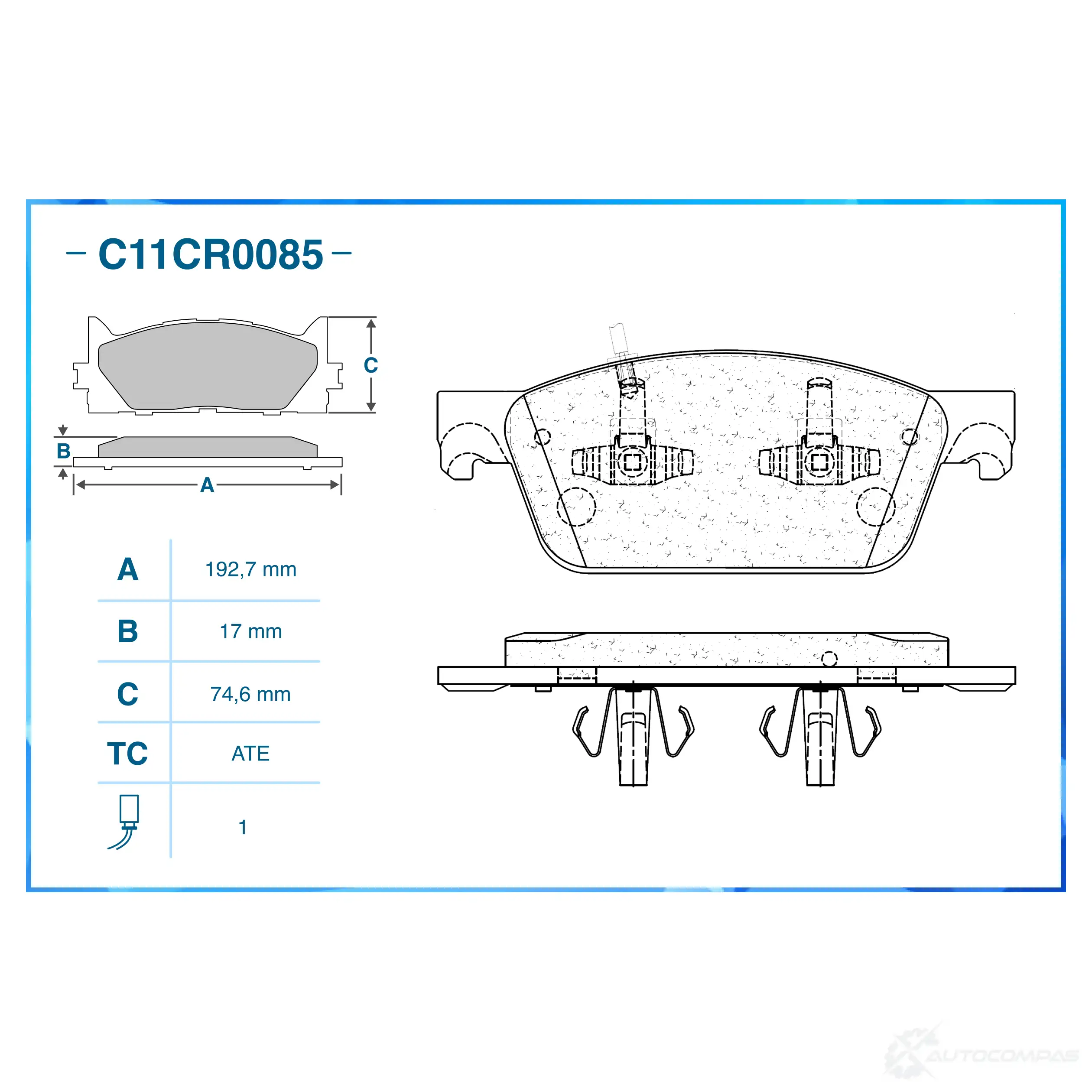 Тормозные колодки дисковые, комплект CWORKS 1439702914 P WLLD C11CR0085 изображение 1