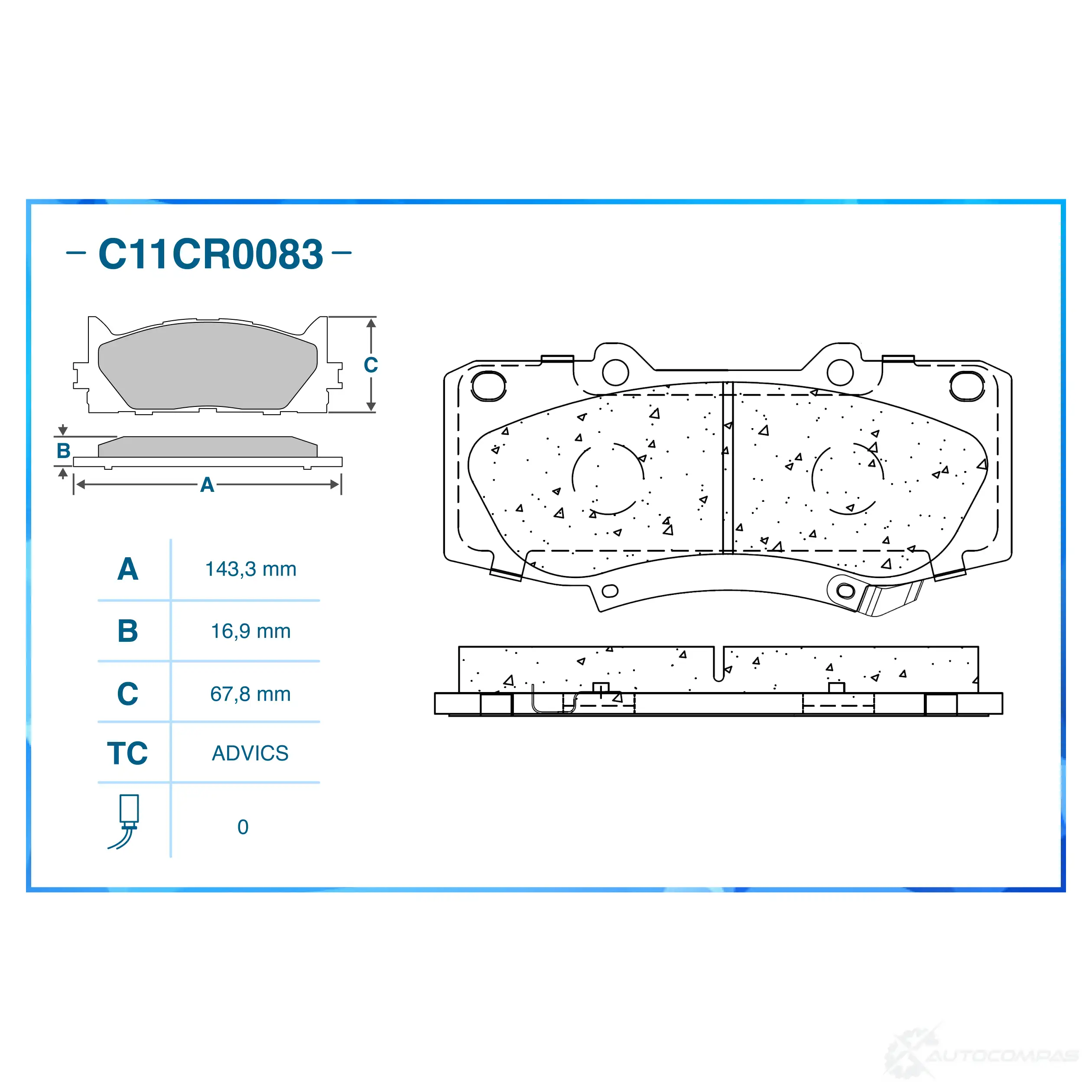 Тормозные колодки дисковые, комплект CWORKS 1439702926 9 9MEE C11CR0083 изображение 1